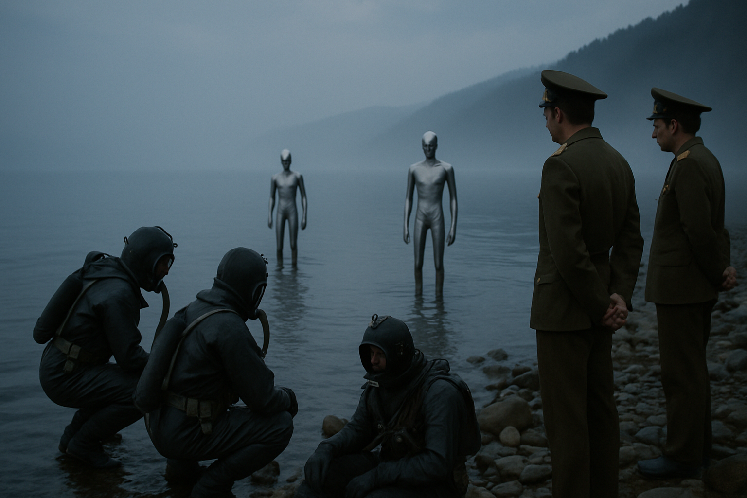 AI illustration of the 1982 Lake Baikal underwater swimmers (military divers incident) incident (1)