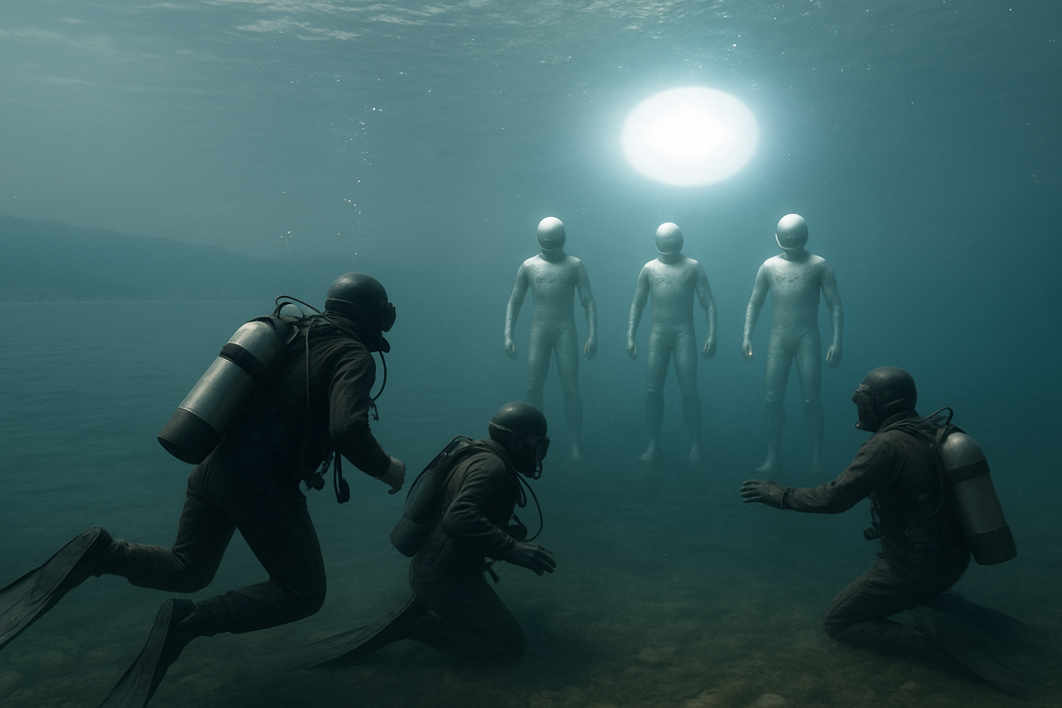 AI illustration of the 1982 Lake Baikal underwater swimmers (military divers incident) incident (2)