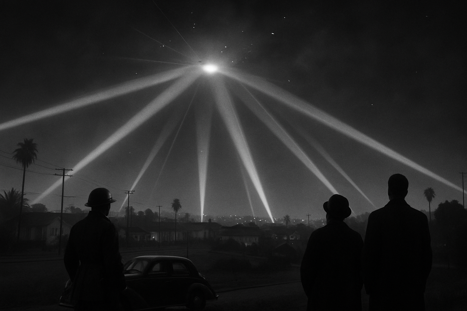 AI illustration of the Battle of Los Angeles: The 1942 Anti-Aircraft Barrage incident (1)