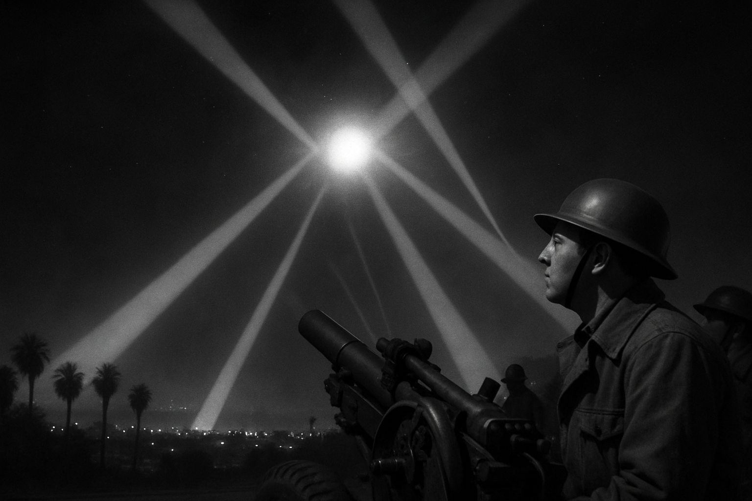 AI illustration of the Battle of Los Angeles: The 1942 Anti-Aircraft Barrage incident (2)