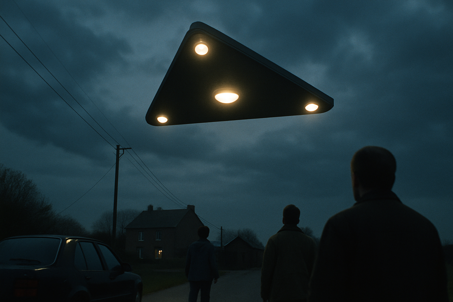 AI illustration of the Belgian UFO wave (1989–1990) incident (2)