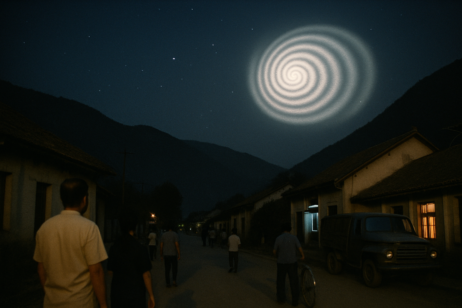 AI illustration of the 1981 southwestern China spiral object (24 July 1981 spiral event) incident (1)