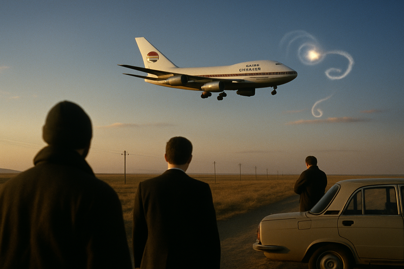 AI illustration of the Tajik Air 747SP over Kazakhstan: "under intelligent control" incident (1)