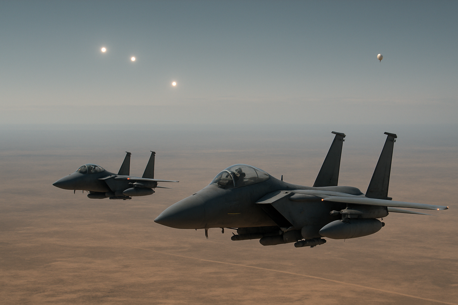 AI illustration of the DOW Iraq F-15E mission: "3X POSS UAP" at FL240 incident (2)