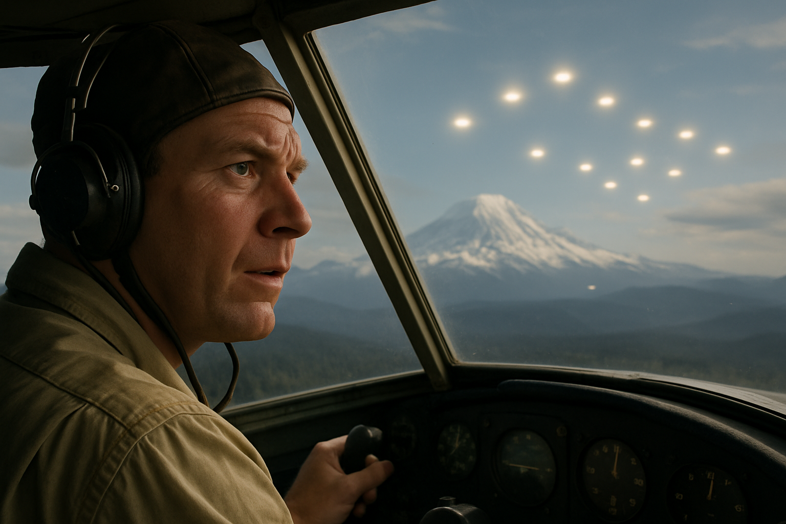 AI illustration of the Kenneth Arnold UFO sighting incident (2)