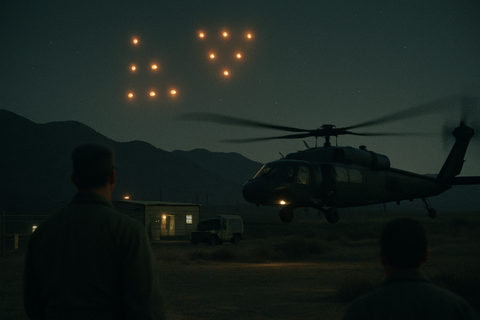 AI illustration of the USPER 2025: Helicopter encounter with coordinated orb formations incident (1)