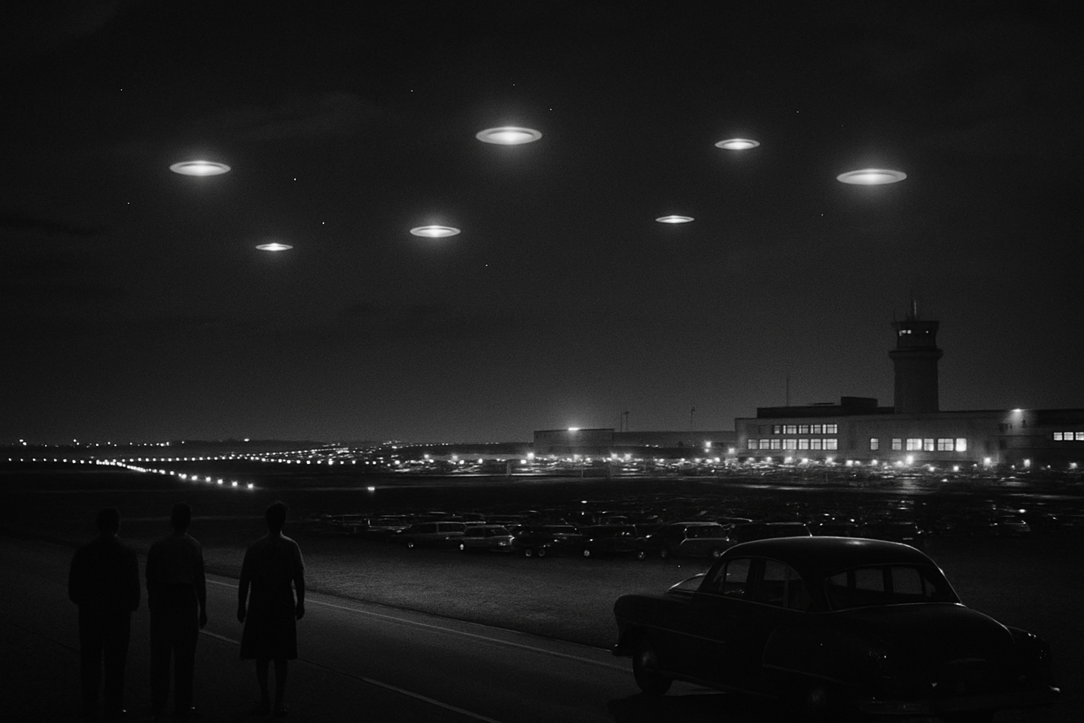 AI illustration of the 1952 Washington, D.C. UFO incident incident (1)