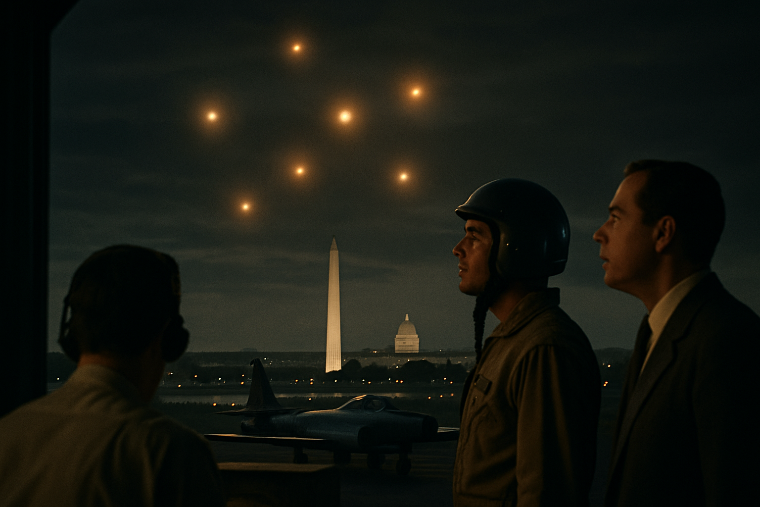 AI illustration of the 1952 Washington, D.C. UFO incident incident (2)