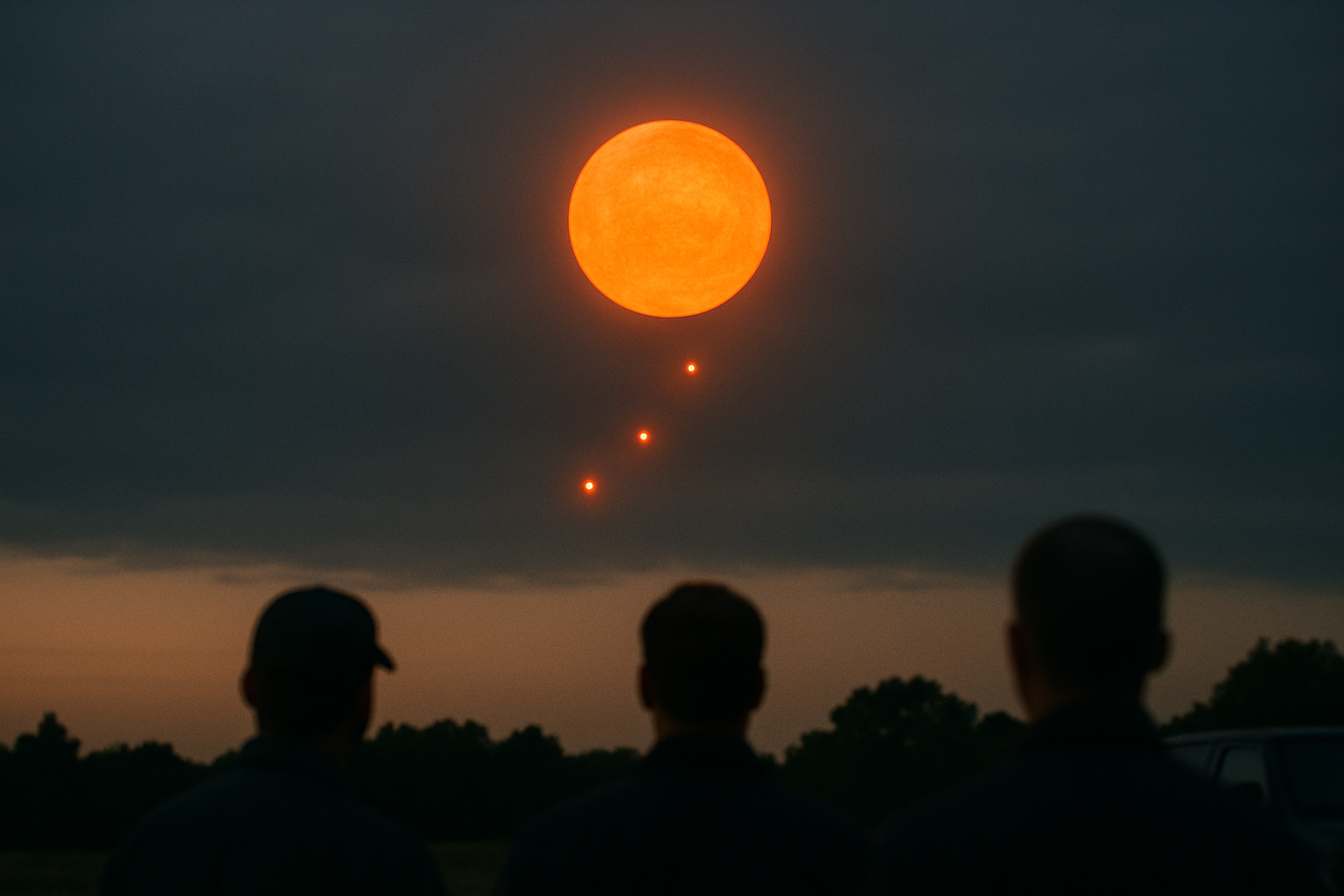 AI illustration of the Orbs Launching Orbs: orange motherships releasing red orbs incident (2)